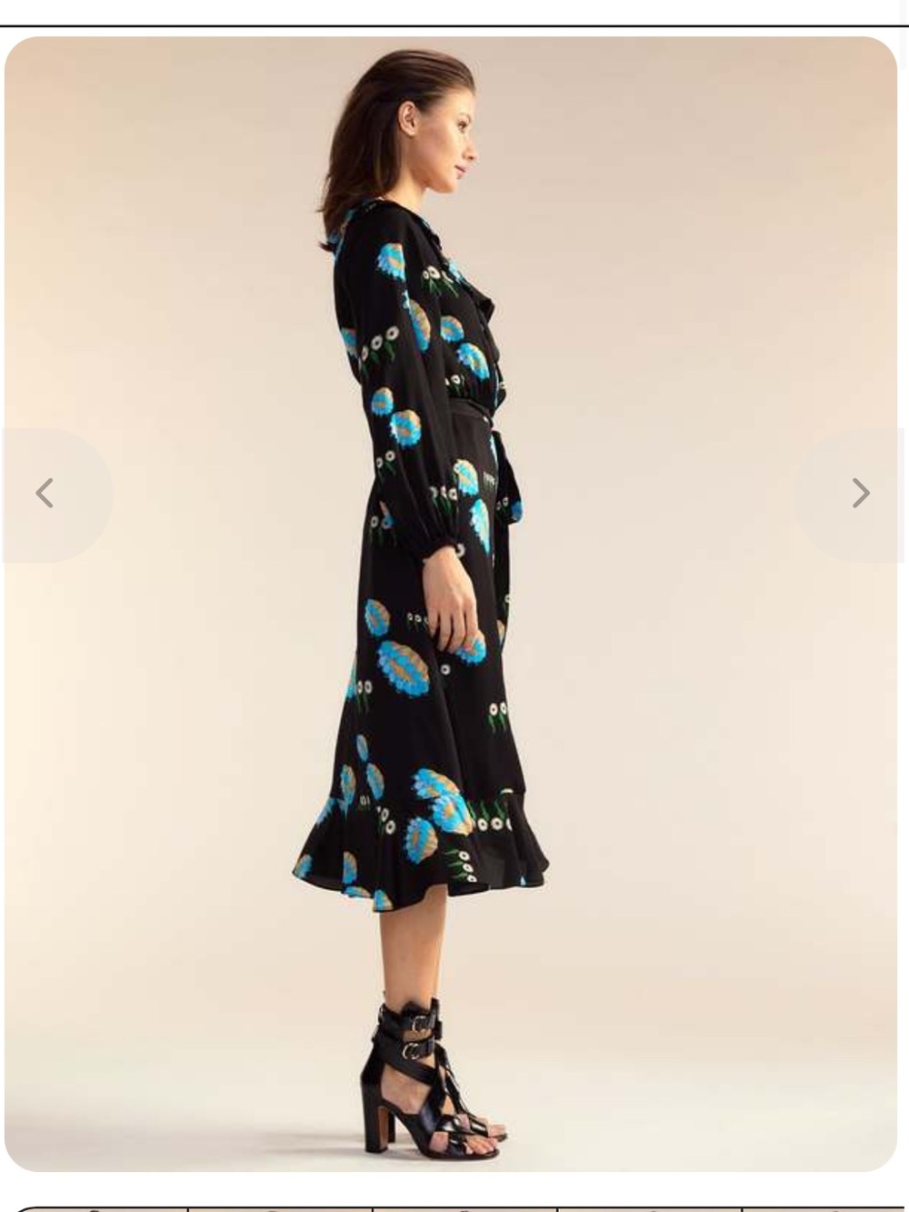 Cynthia Rowley Eve Black Floral Print Wrap Dress W Ruffle Trim Size Medium - Picture 4 of 13